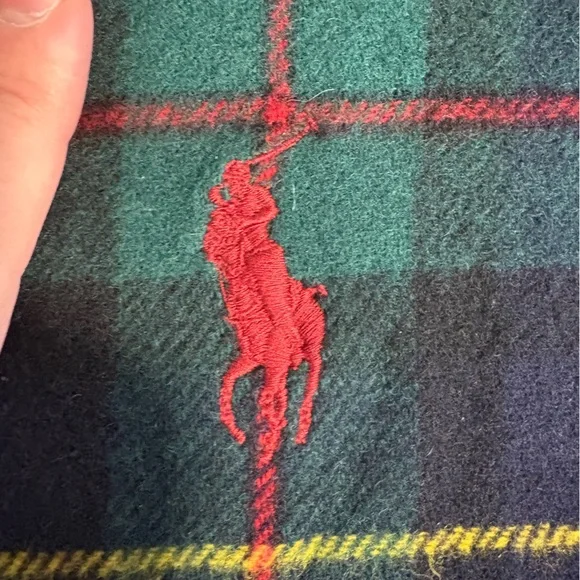 NWT Polo Ralph Lauren Wool Plaid Scarf – Blue/Green Tartan | - Picture 4 of 6